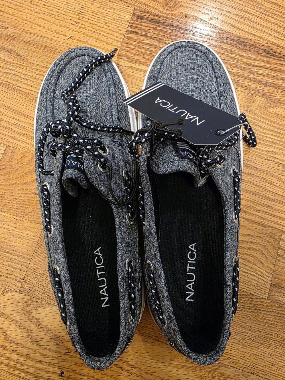 Boys Nautica Blueish Gray Canvas Boat Shoes